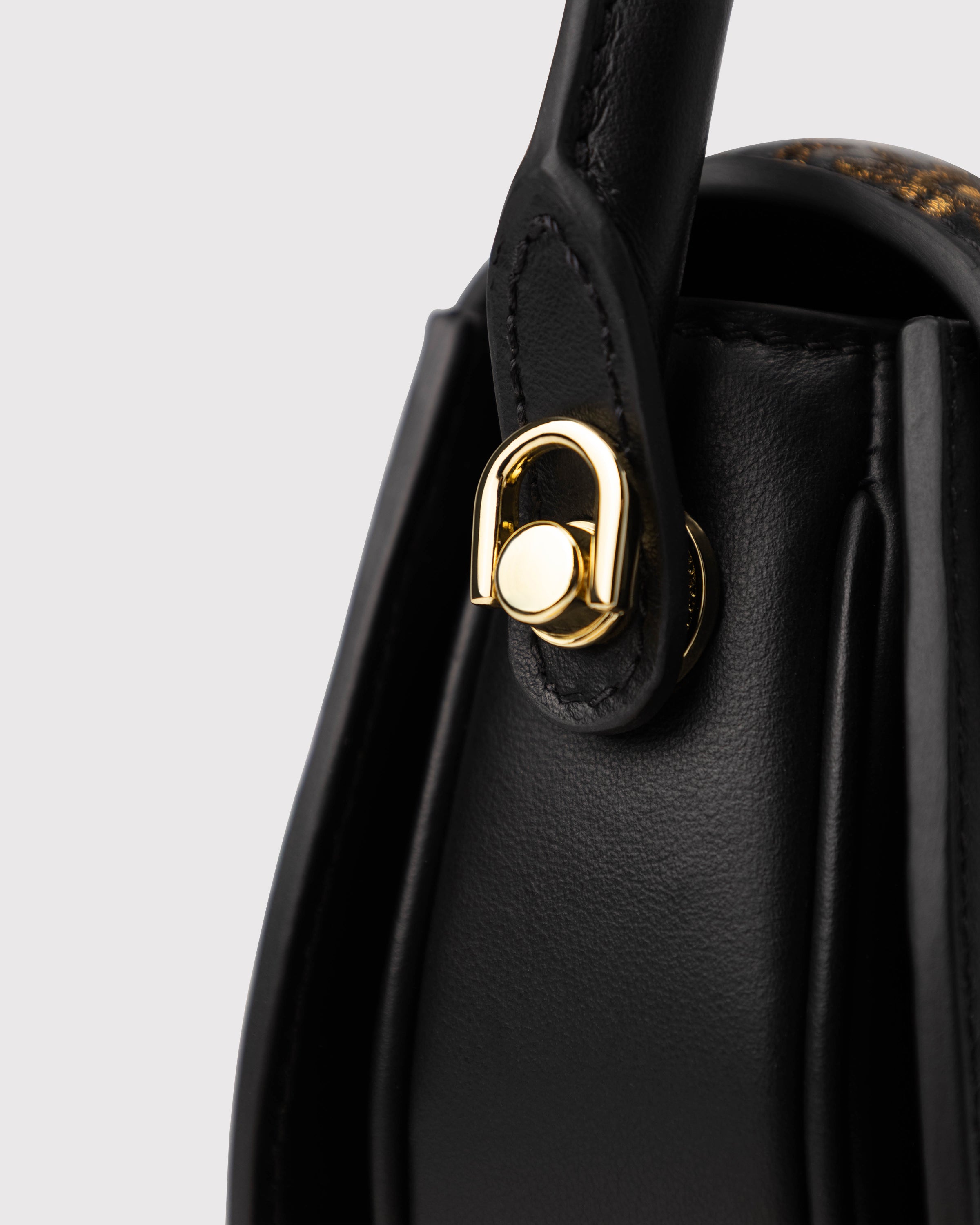 Black Embroidered Leather Bag
