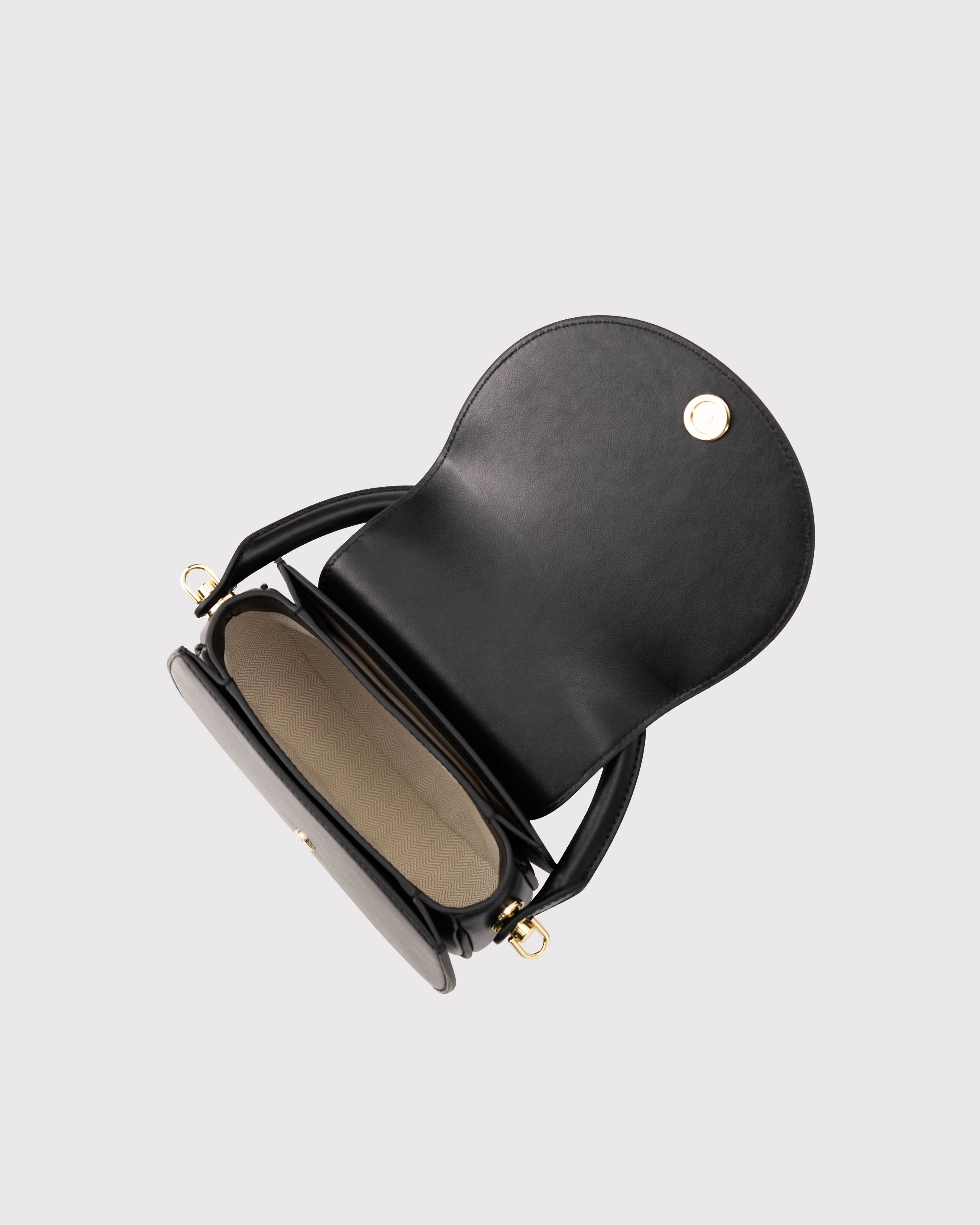 Black Leather Crown Handbag
