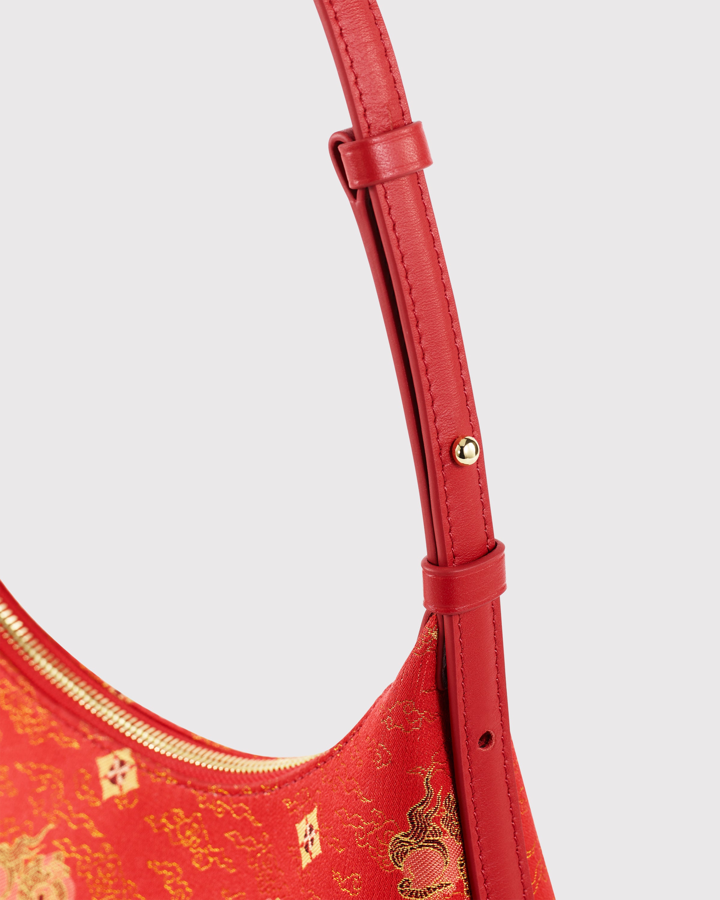 Brocade Leather Hobo Handbag
