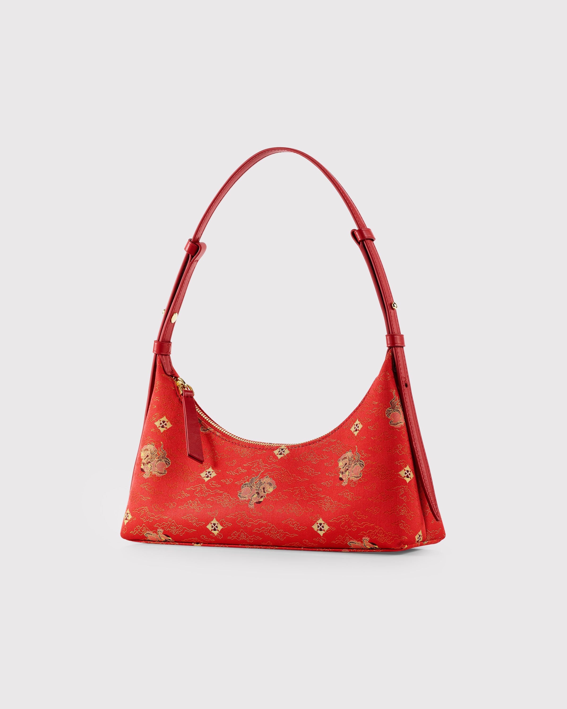 Brocade Leather Hobo Handbag