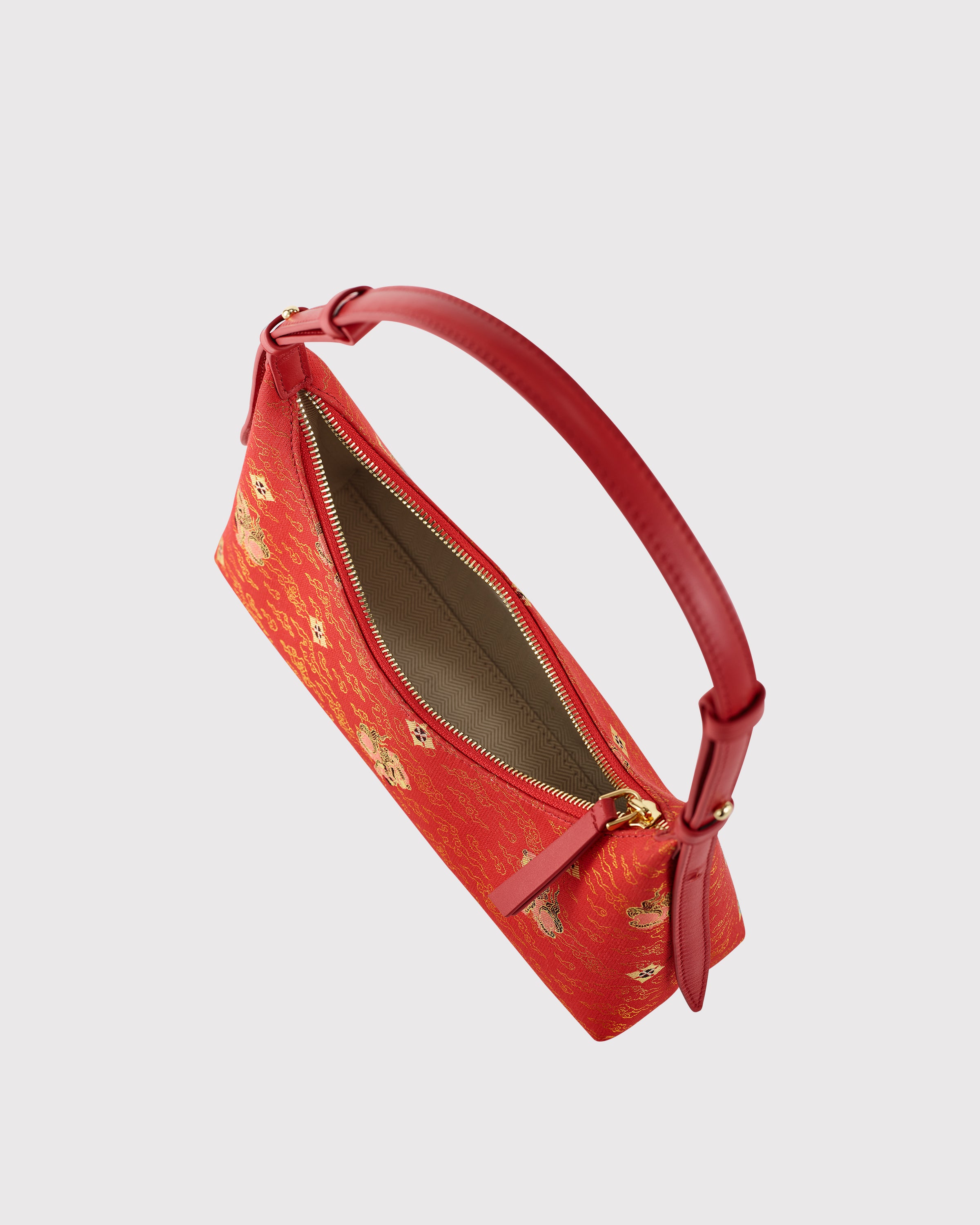Brocade Leather Hobo Handbag
