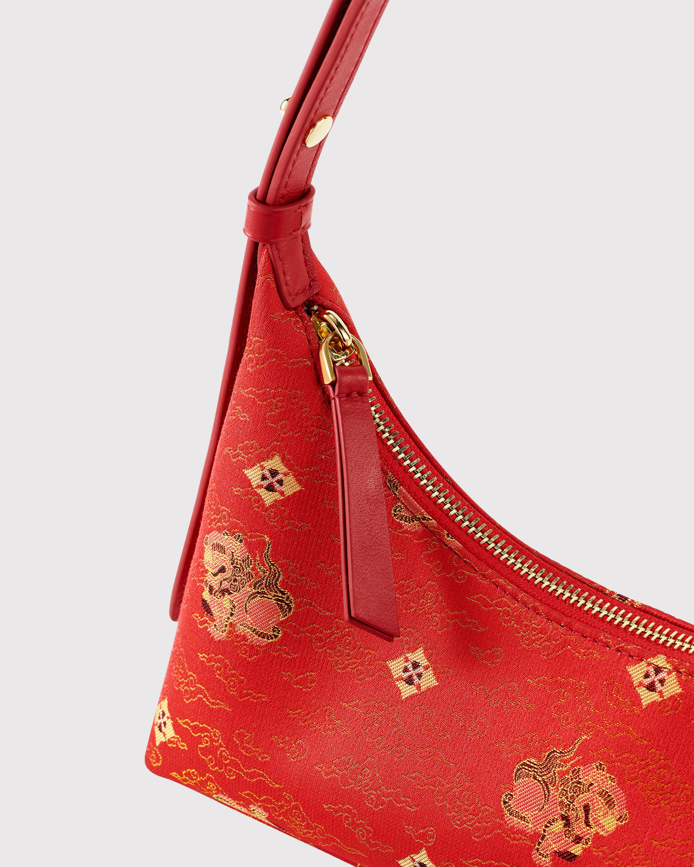 Brocade Leather Hobo Handbag