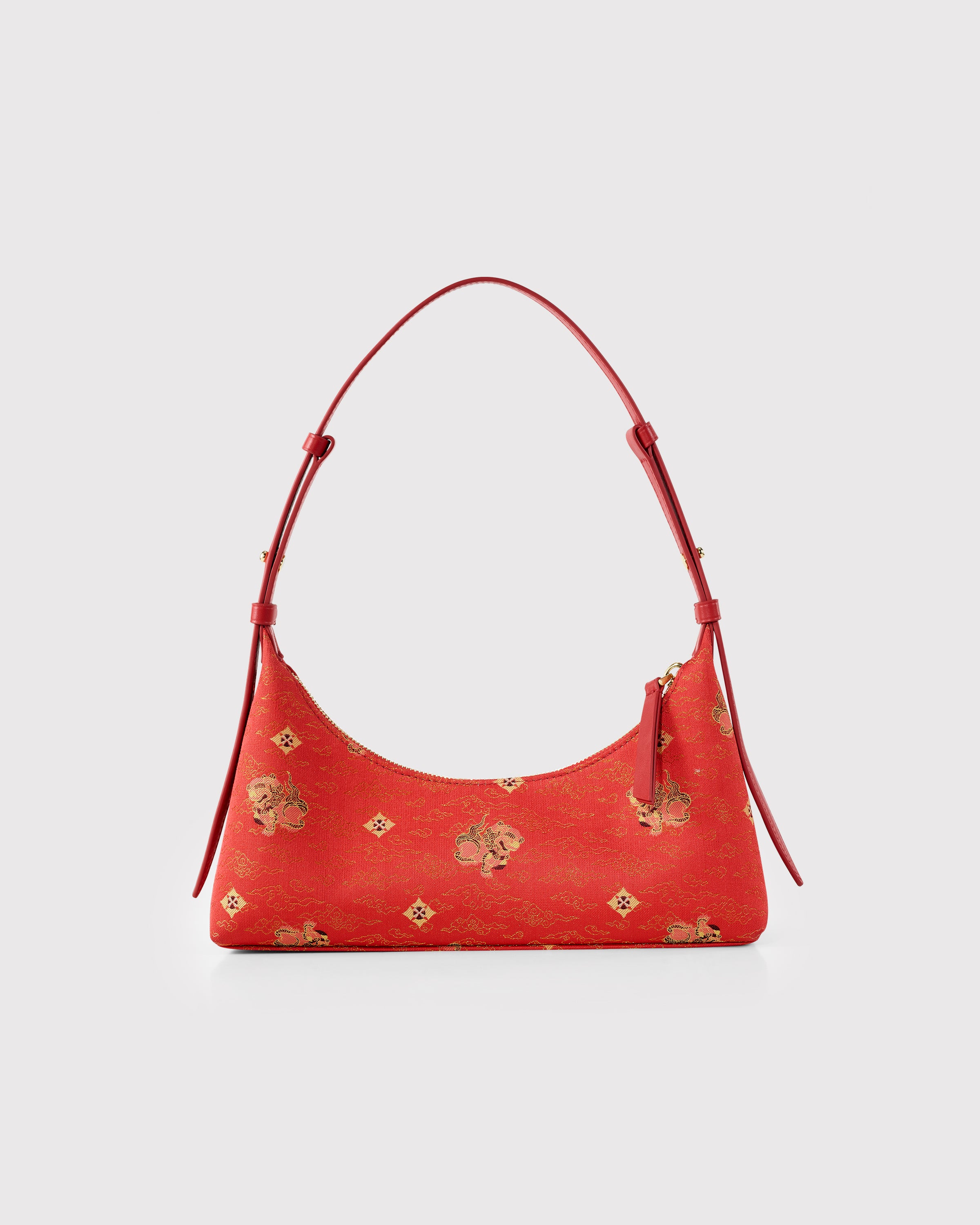 Brocade Leather Hobo Handbag