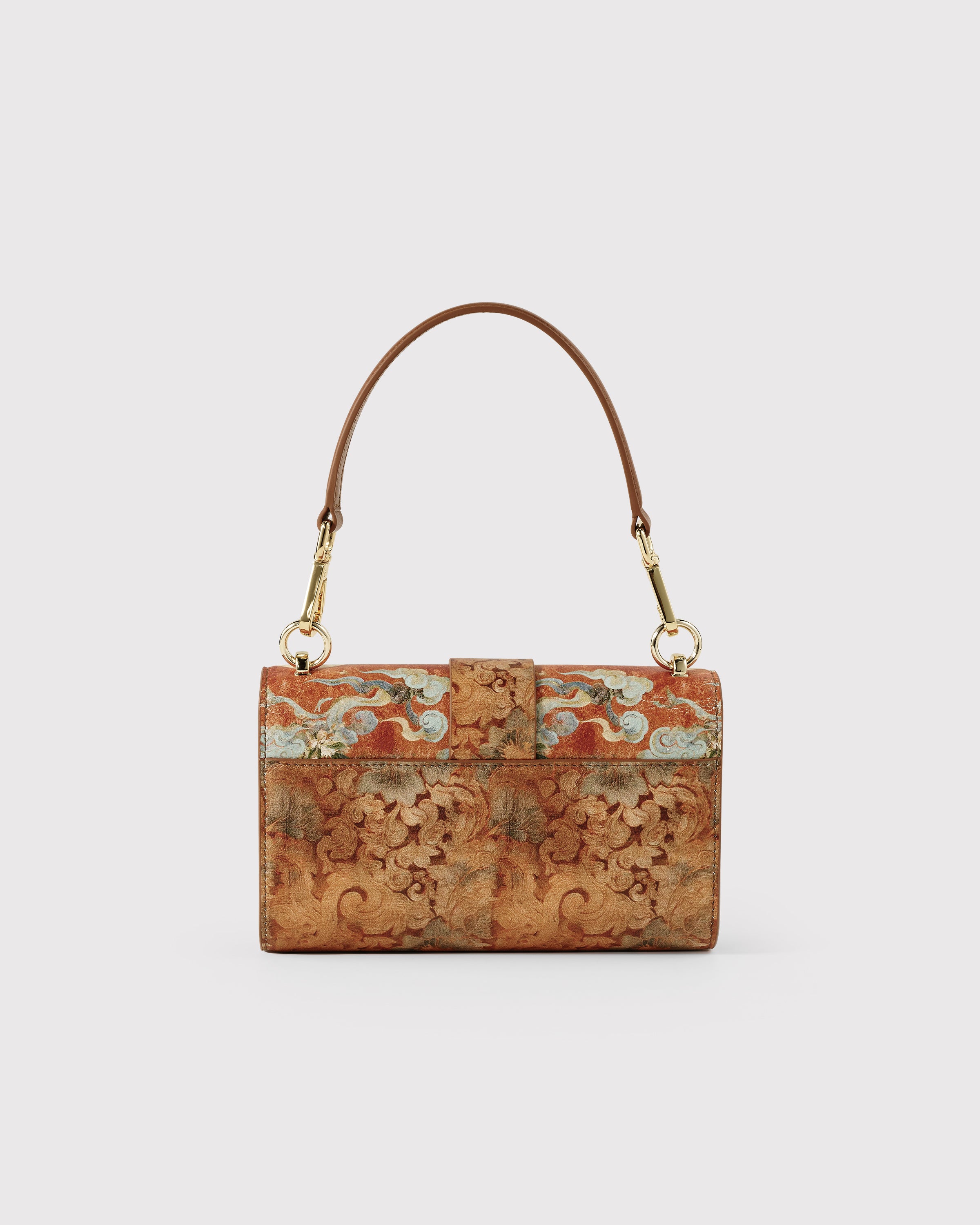 Brown Embroidered Leather Bag