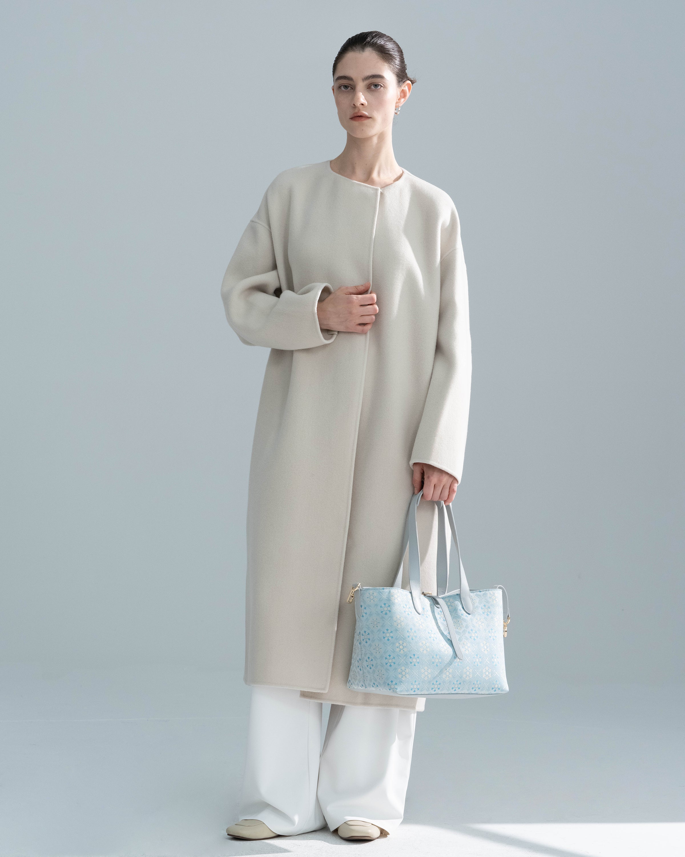 Silk Brocade & Genuine Leather Tote Bag