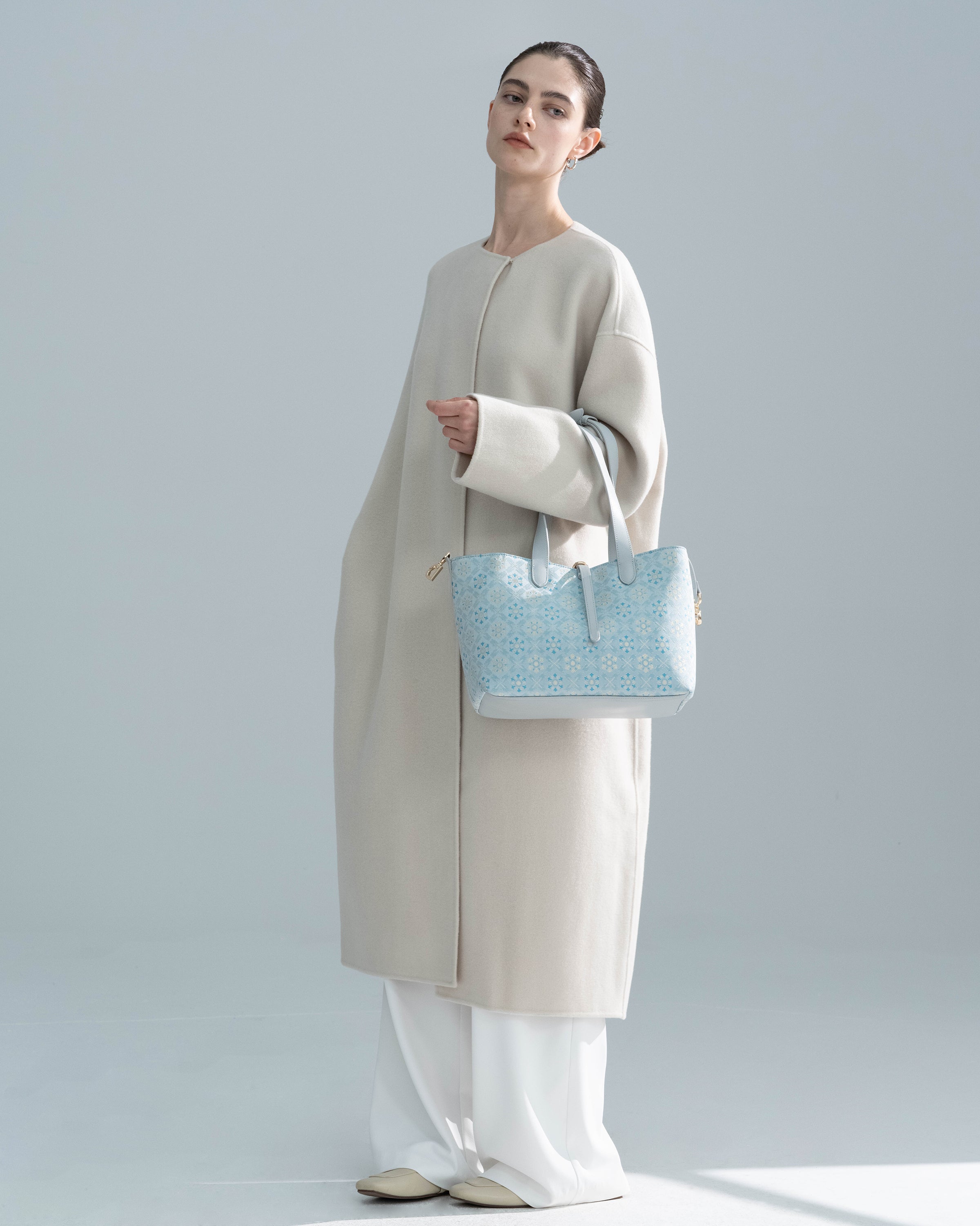 Silk Brocade & Genuine Leather Tote Bag